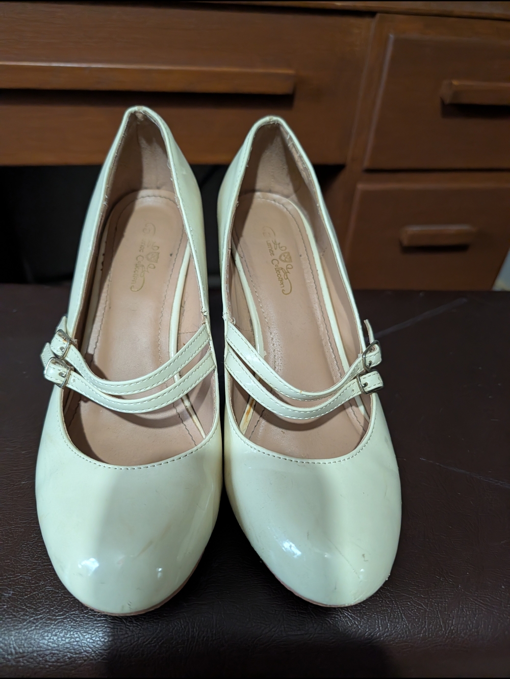 Journee Collection Cream Double-Strap Mary Jane Heels